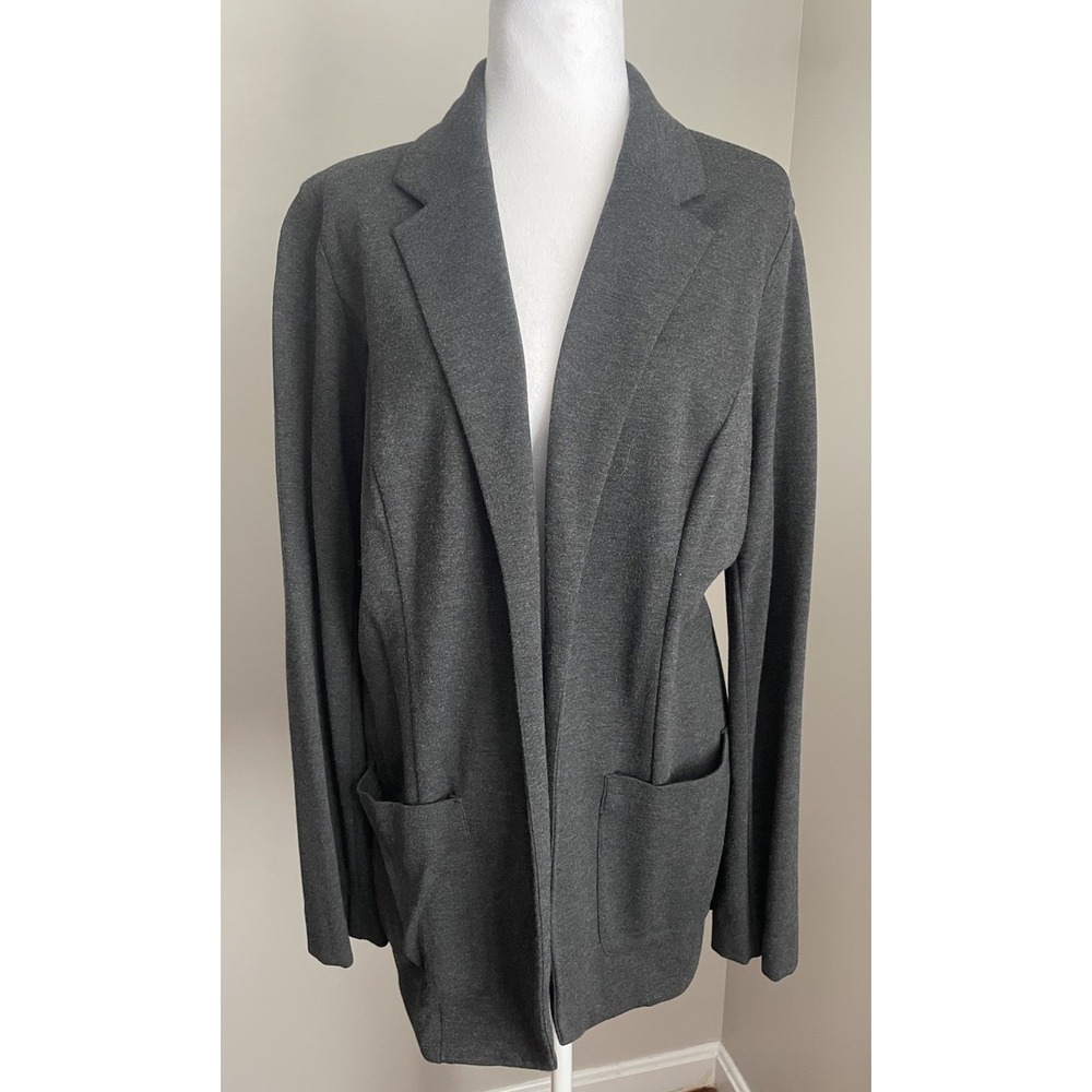 J.‎ Jill Women M Ponte Sweatshirt Open Charcoal Gray Blazer Comfort Stretch